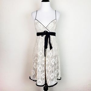 Aidan Mattox Dress Lace Surplice Vintage Y2K Bow Formal Homecoming Prom Party